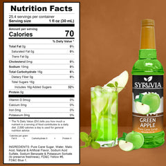 SYRUVIA Green Apple Syrup pour enables easy sweetness in cocktails and lemonades