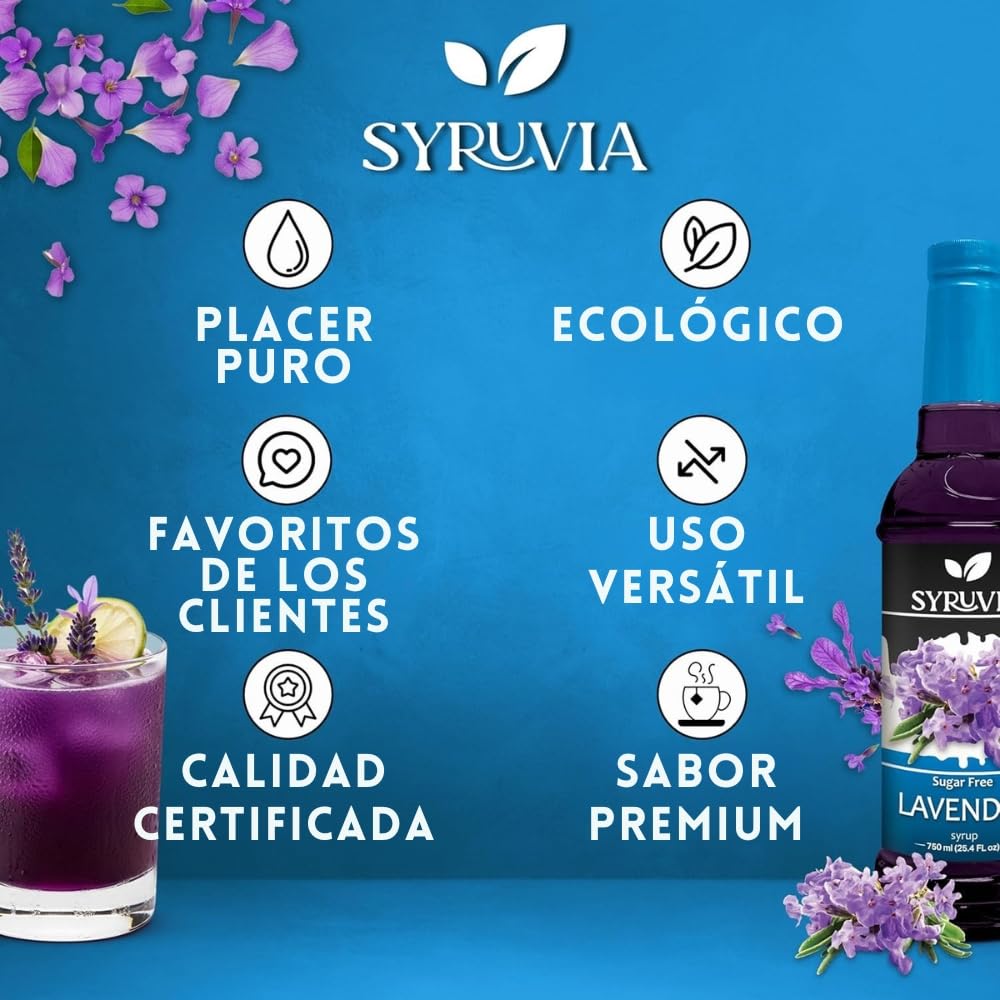 SYRUVIA Iced tea with lavender syrup delivers refreshing aroma.