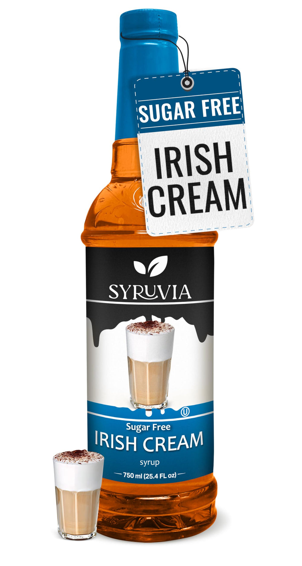 SYRUVIA Irish Cream sugar-free syrup bottle for sugar-free flavor.
