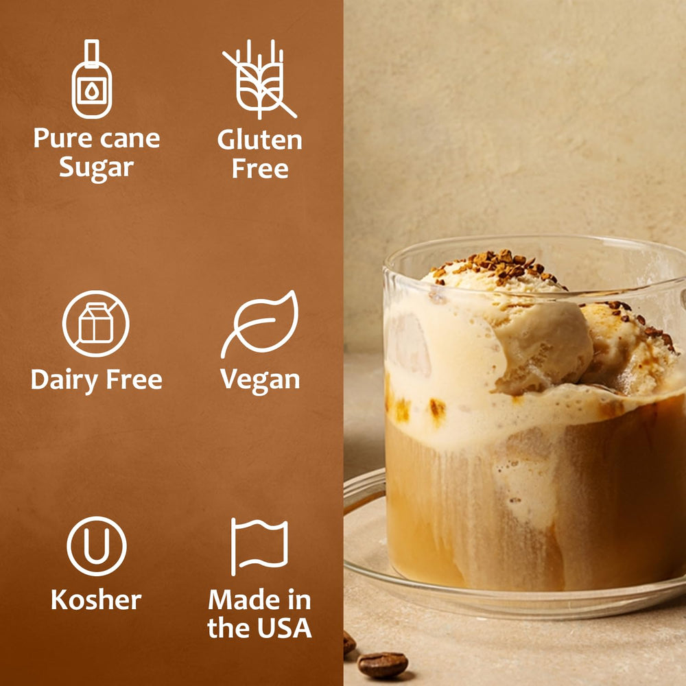 SYRUVIA Irish Cream syrup drizzle over dessert.