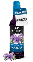 SYRUVIA Lavender Syrup bottle adds floral flavor to drinks and desserts.