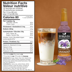 SYRUVIA Lavender Syrup being poured over coffee to flavor
