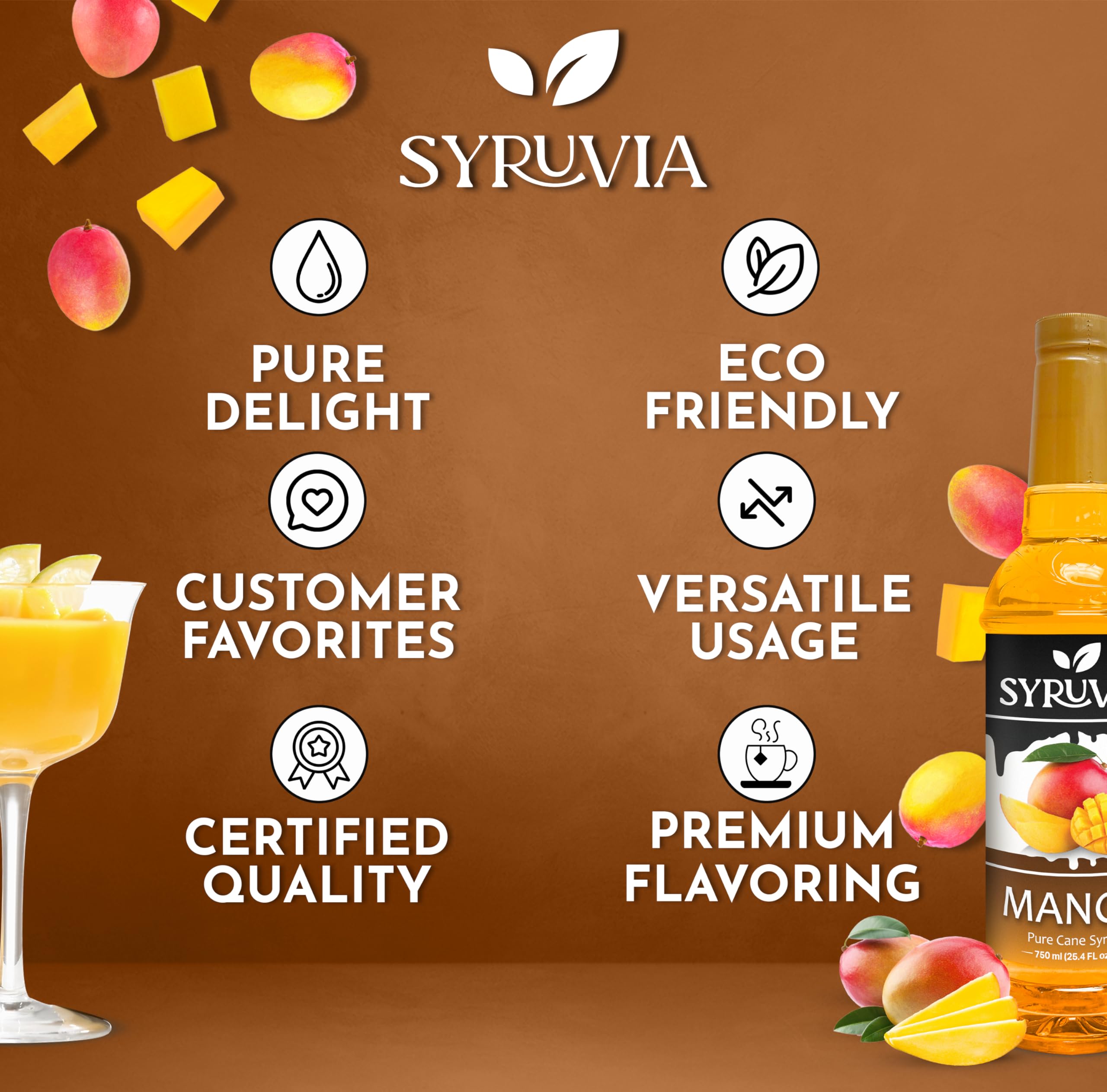 SYRUVIA Mango Syrup dessert topping adds fruity flair