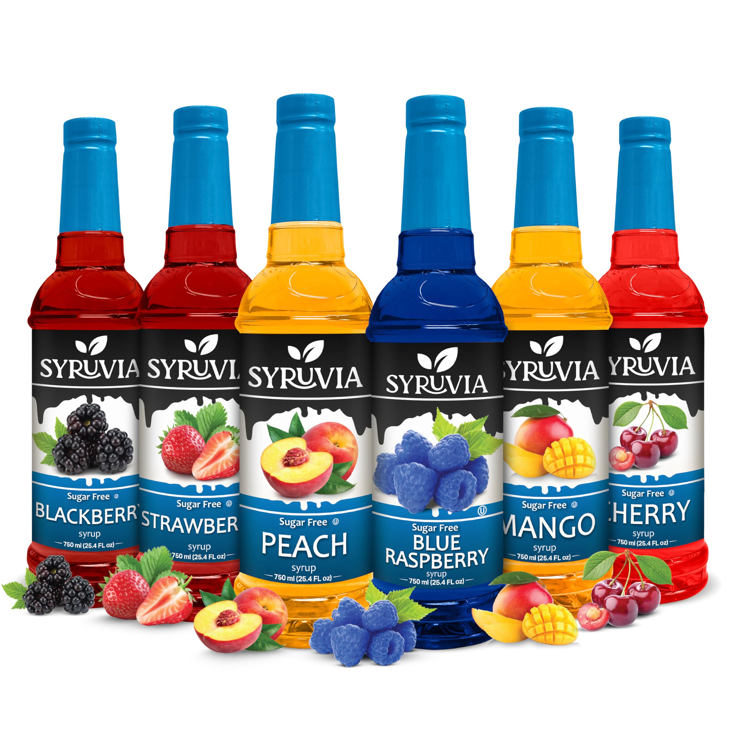 SYRUVIA peach coffee syrup bottle for a sugar-free flavor boost