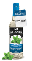 Syruvia Peppermint Syrup bottle front showing mint flavor for beverages