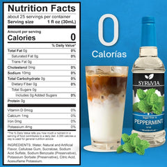 Syruvia Peppermint Syrup pours into coffee for a minty lift