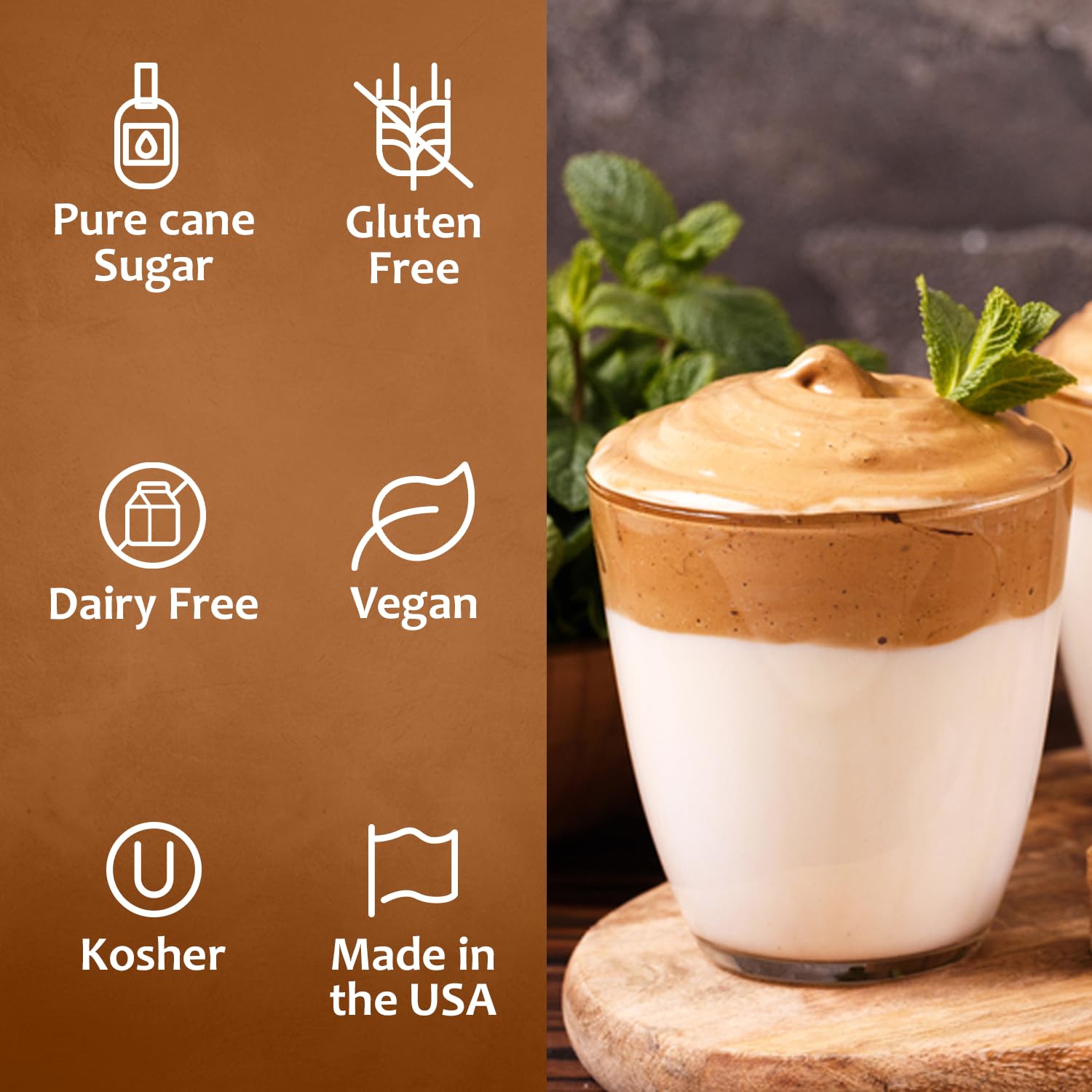Syruvia Peppermint Syrup drizzled on desserts for a minty sweet finish.