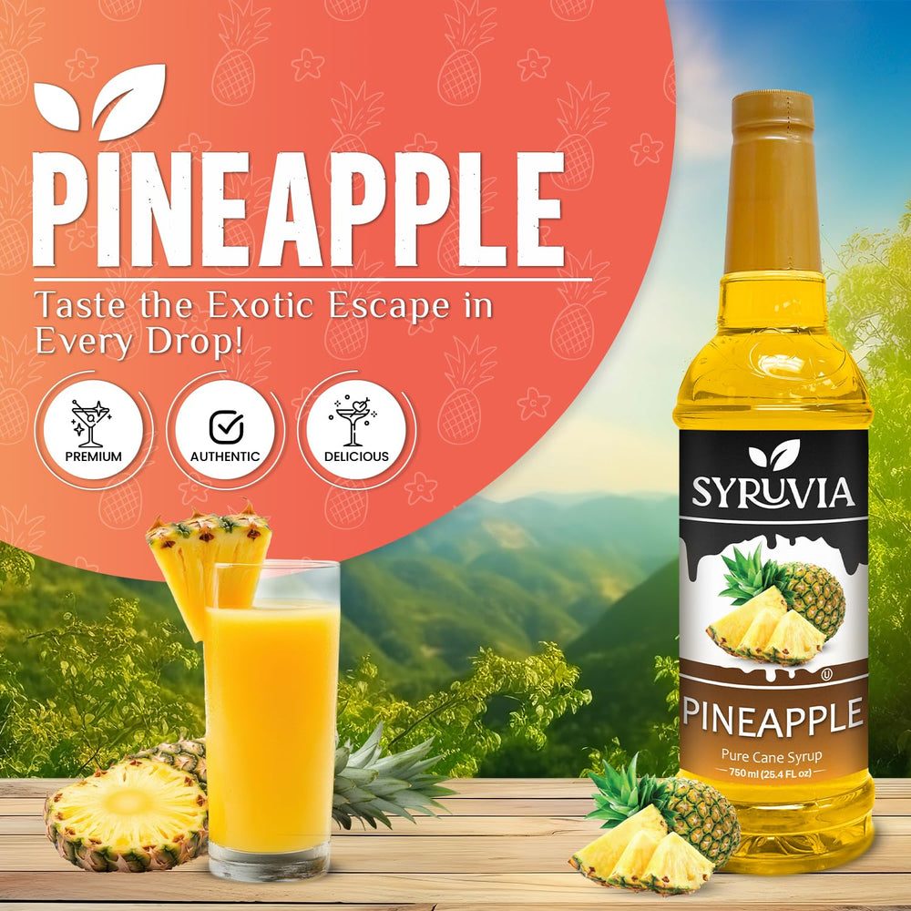SYRUVIA Pineapple Syrup added to coffee for enhanced flavor in latte.