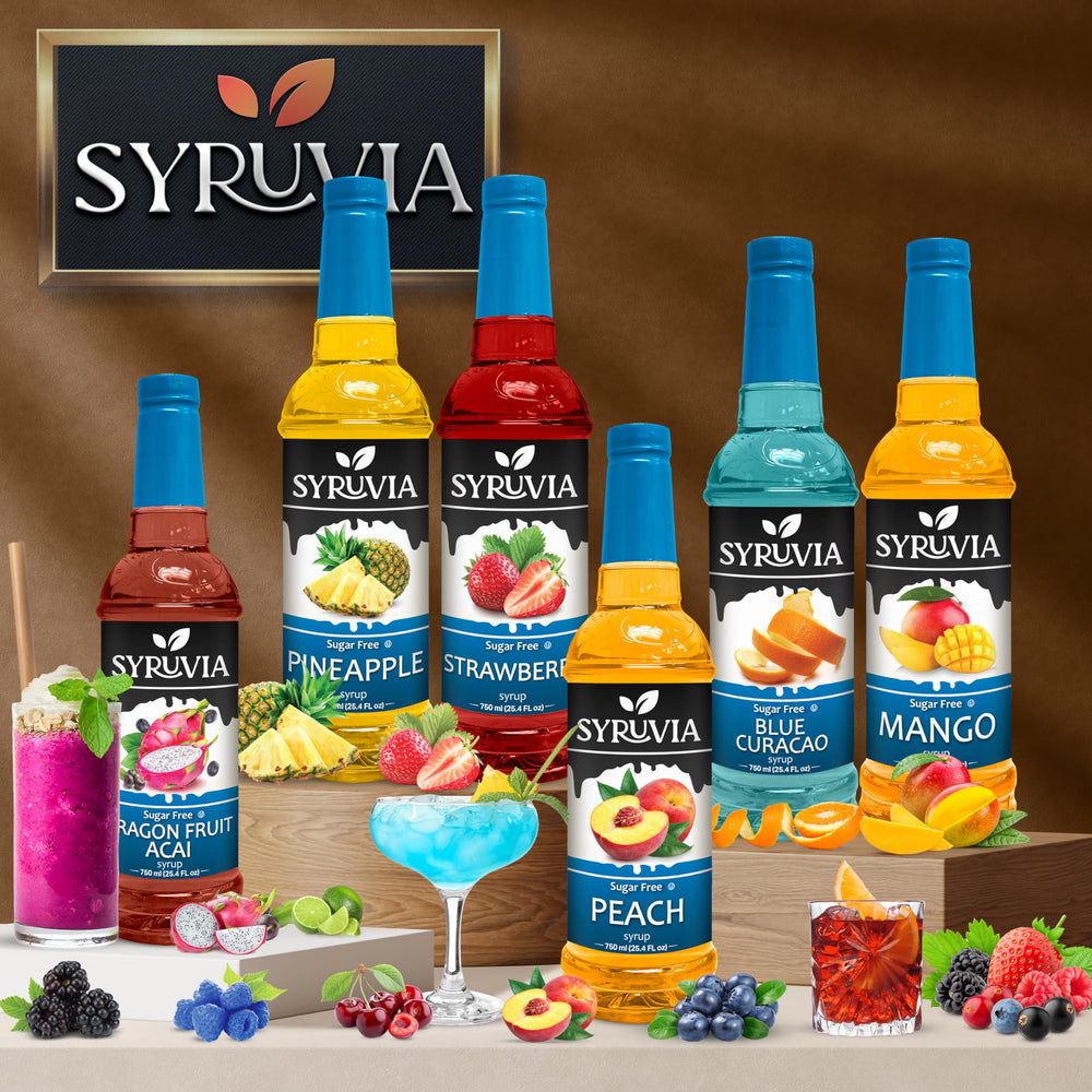 Syruvia Pineapple Syrup bottle with fresh pineapple, vibrant aroma for beverages