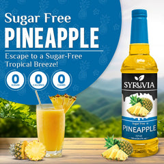 Syruvia Pineapple Syrup in a glass with a drink showcasing a tropical twist