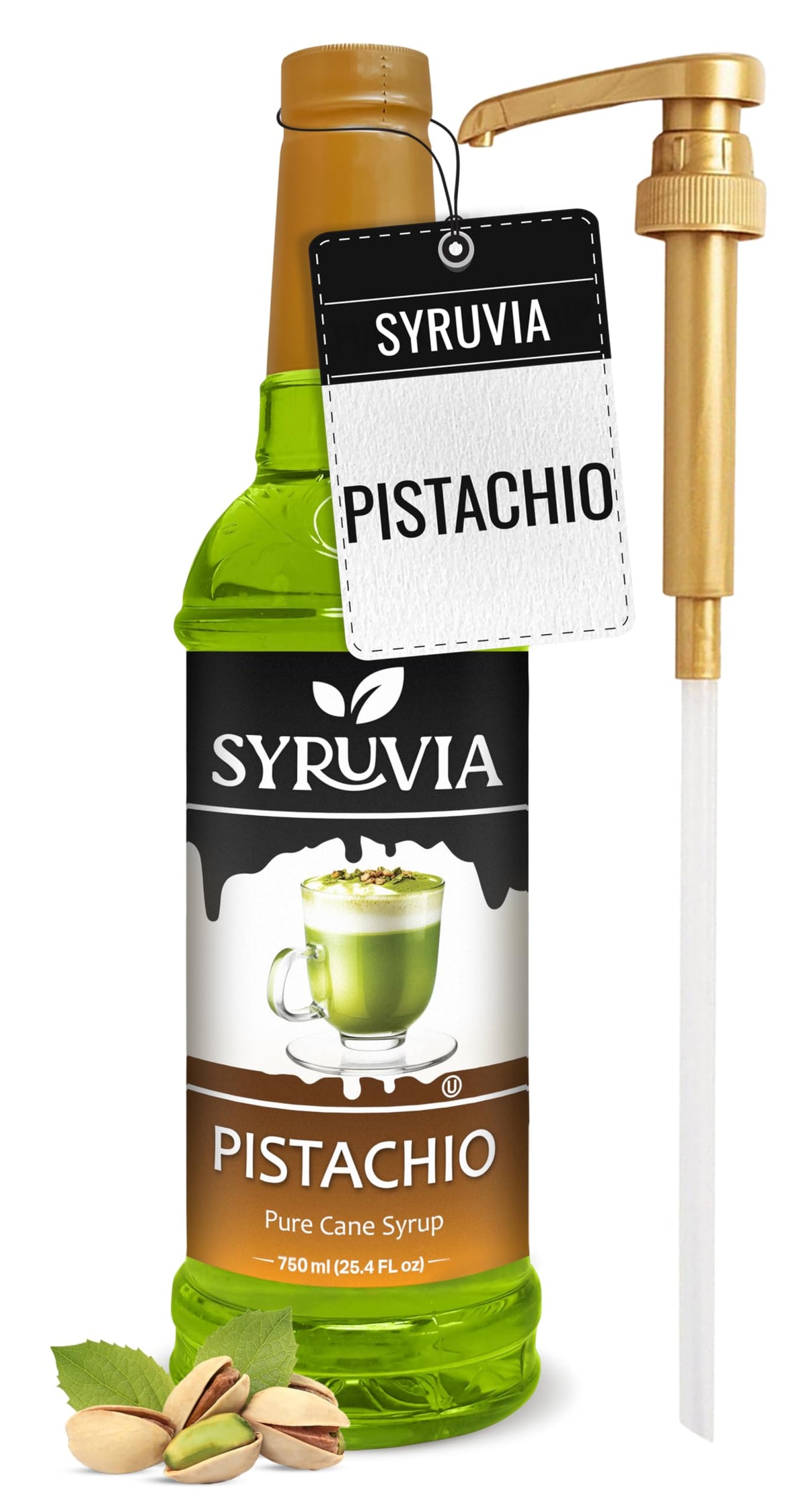 SYRUVIA Pistachio Syrup bottle with pump for easy dispensing