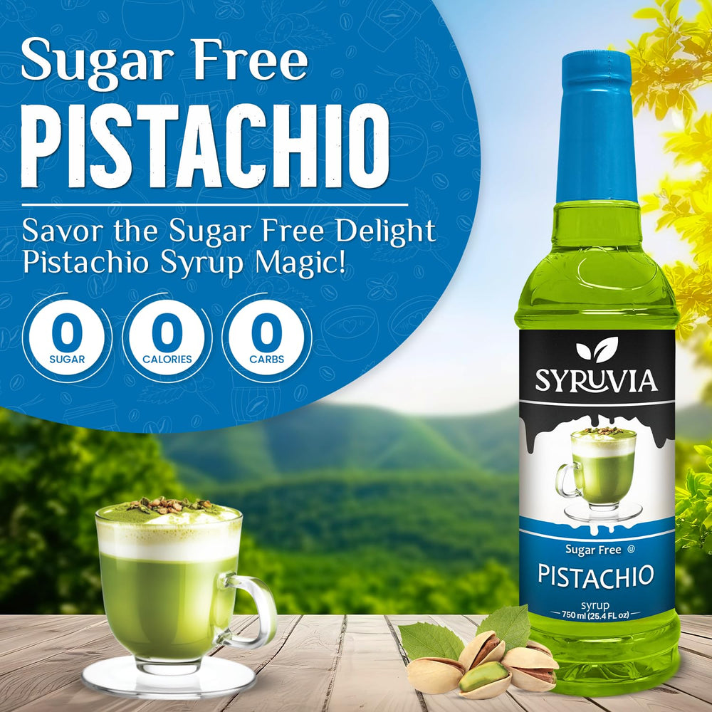 SYRUVIA pistachio syrup drizzled into coffee for a hint of nutty sweetness.