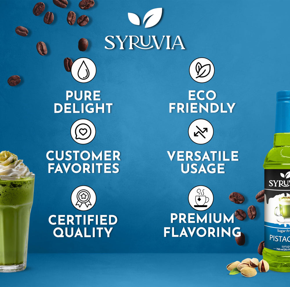 SYRUVIA Pistachio Syrup enhancing a dessert dish with pistachio notes