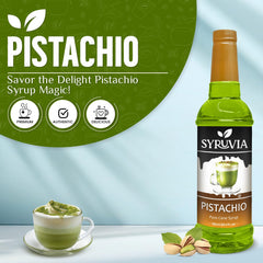 Latte with SYRUVIA Pistachio Syrup swirl for richer aroma