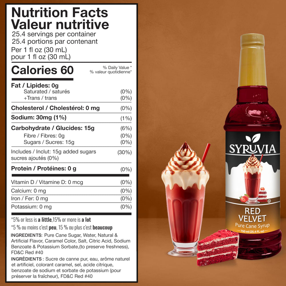 SYRUVIA Red Velvet Syrup pump makes topping coffee and desserts effortless.