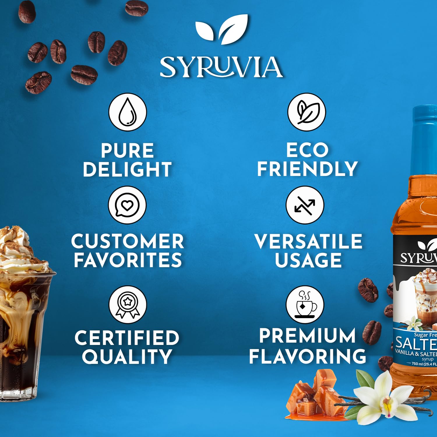 Dessert topped with SYRUVIA SALTELLA vanilla salted caramel sauce