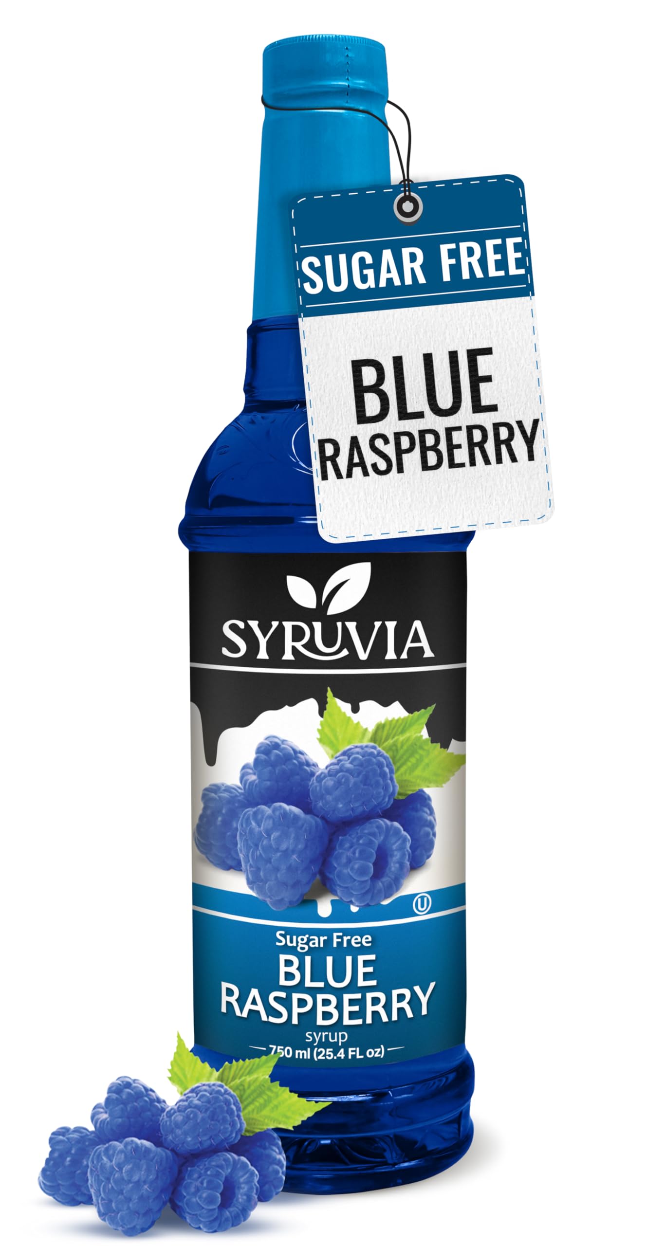 SYRUVIA sugar-free blue raspberry syrup bottle for vibrant drinks
