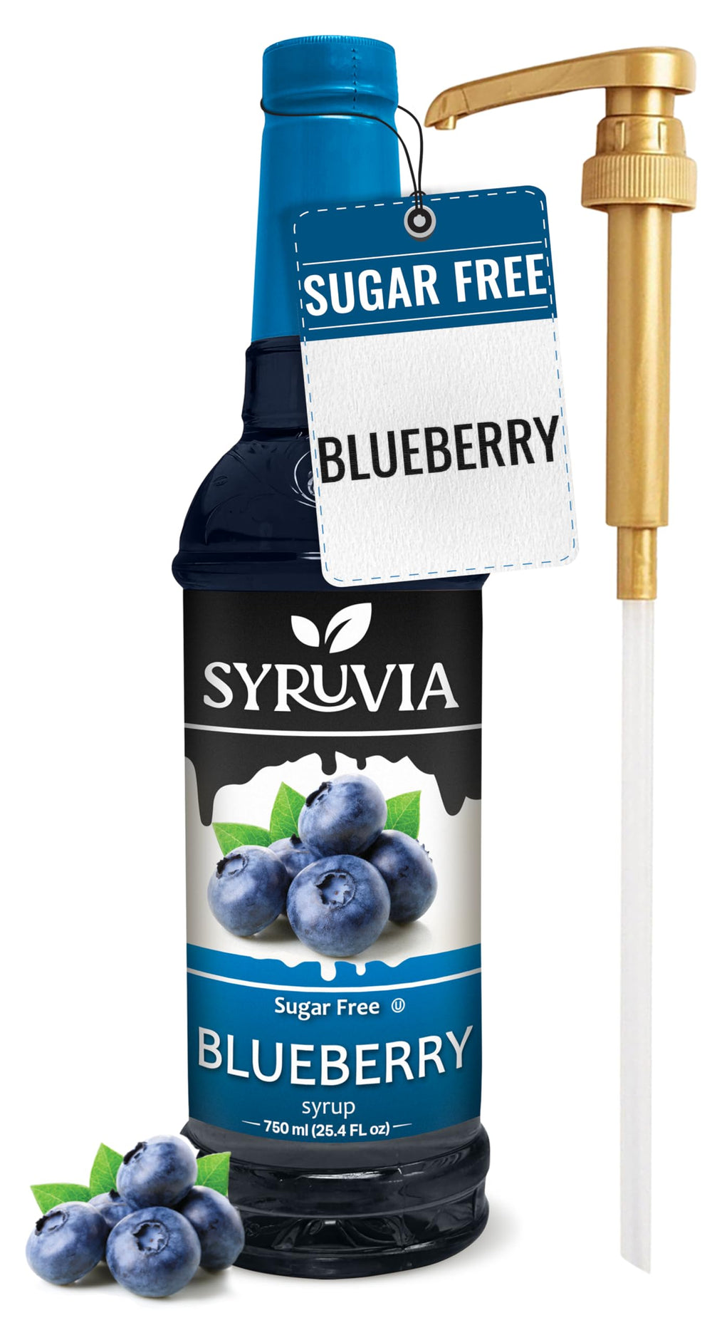 SYRUVIA Sugar-Free Blueberry Syrup bottle pour for flavor boost