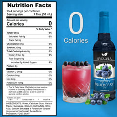 SYRUVIA Sugar-Free Blueberry Syrup pouring into coffee for enhanced aroma