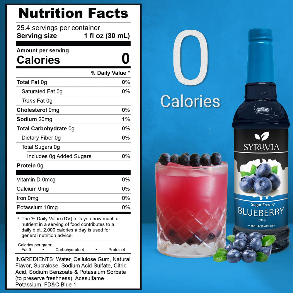 SYRUVIA Sugar-Free Blueberry Syrup pump for easy topping