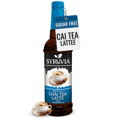 SYRUVIA Sugar Free Chai Tea Syrup bottle on counter for coffee flavoring
