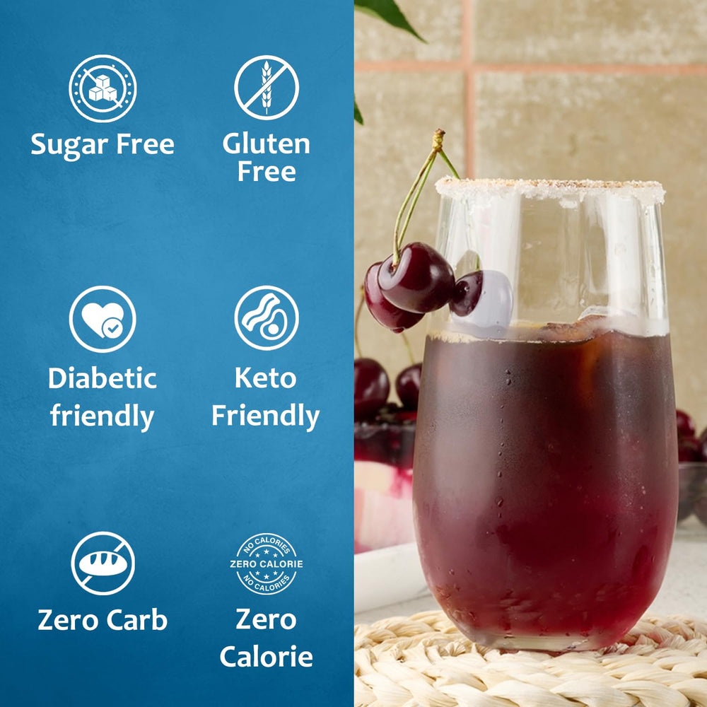 SYRUVIA Sugar-Free Cherry Syrup atop ice cream for dessert enhancement