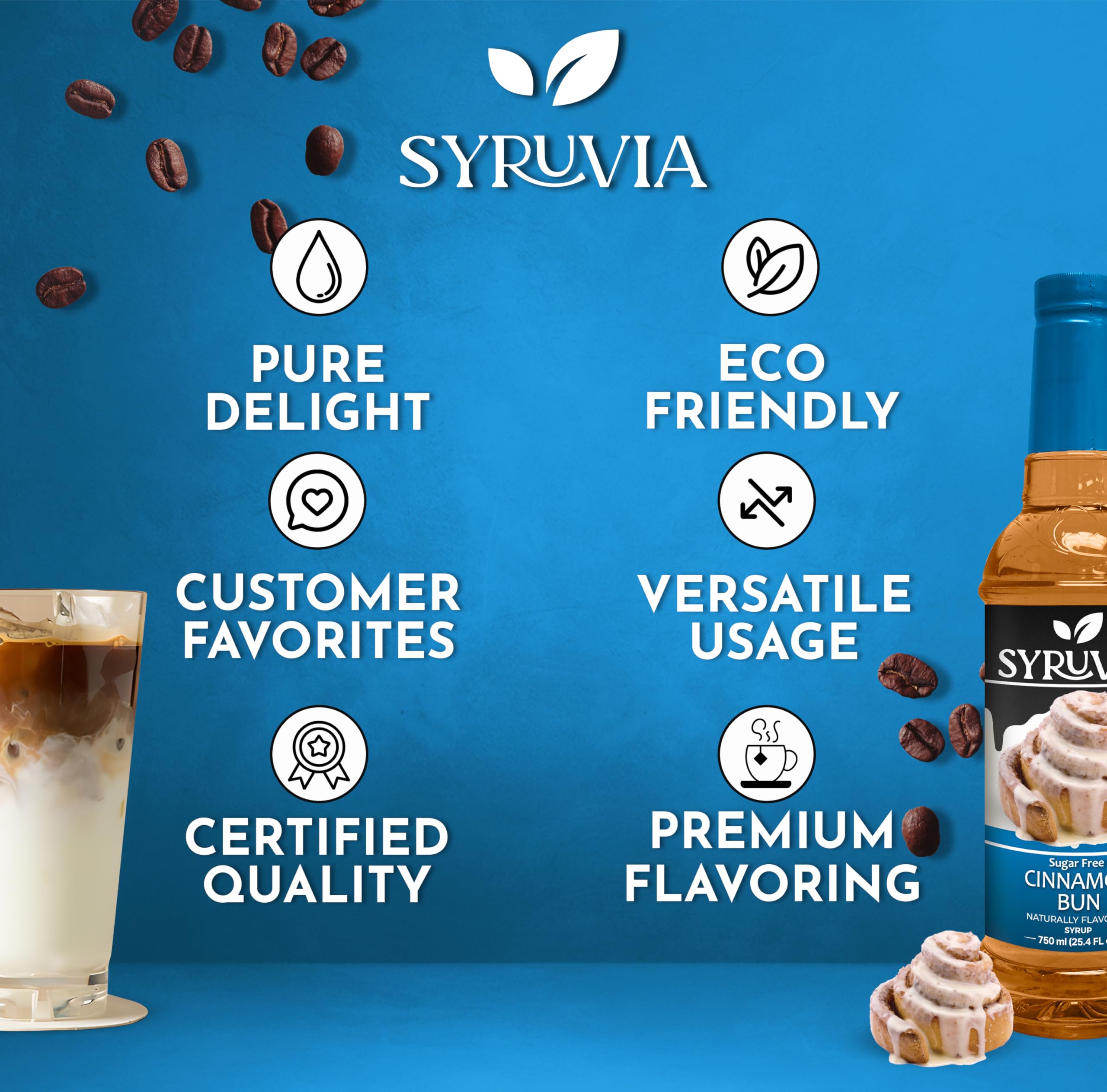 SYRUVIA Sugar-Free syrup in iced coffee for flavorful, calorie-conscious refreshment