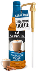 SYRUVIA Sugar Free Cinnamon Dolce Syrup bottle—versatile for coffee and desserts