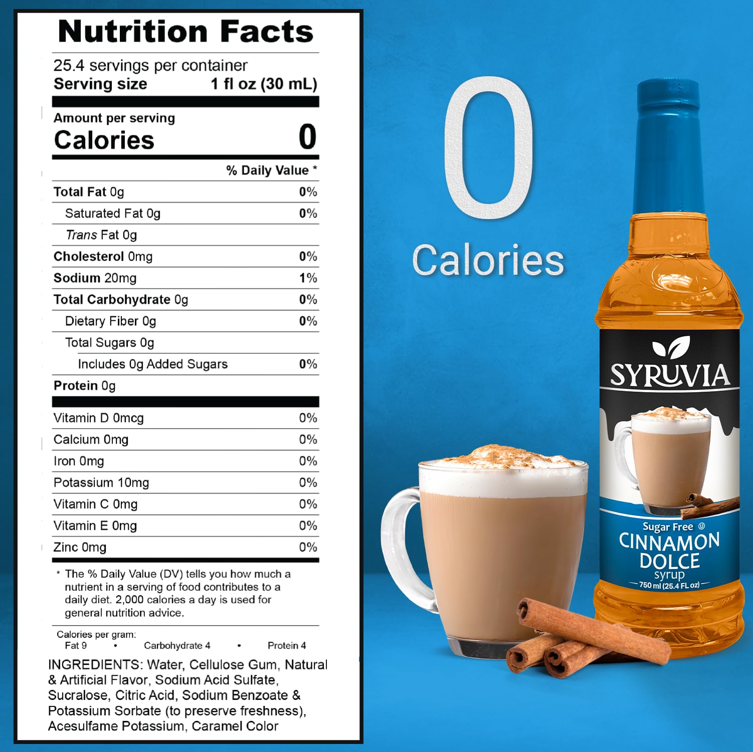 SYRUVIA Sugar Free Cinnamon Dolce Syrup pump in use for easy dispensing