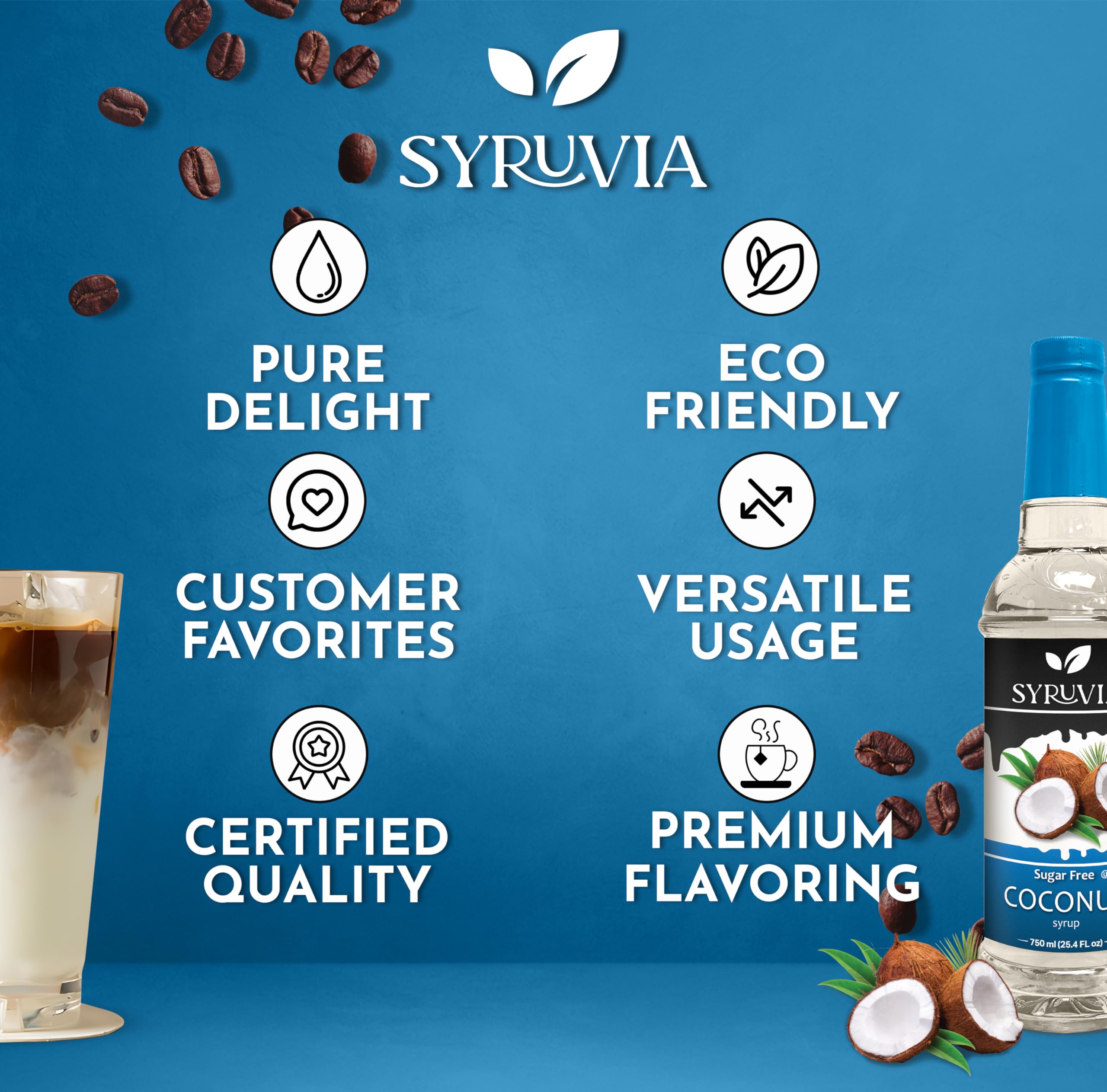 SYRUVIA Sugar Free Coconut Syrup drizzled on oatmeal for subtle flavor
