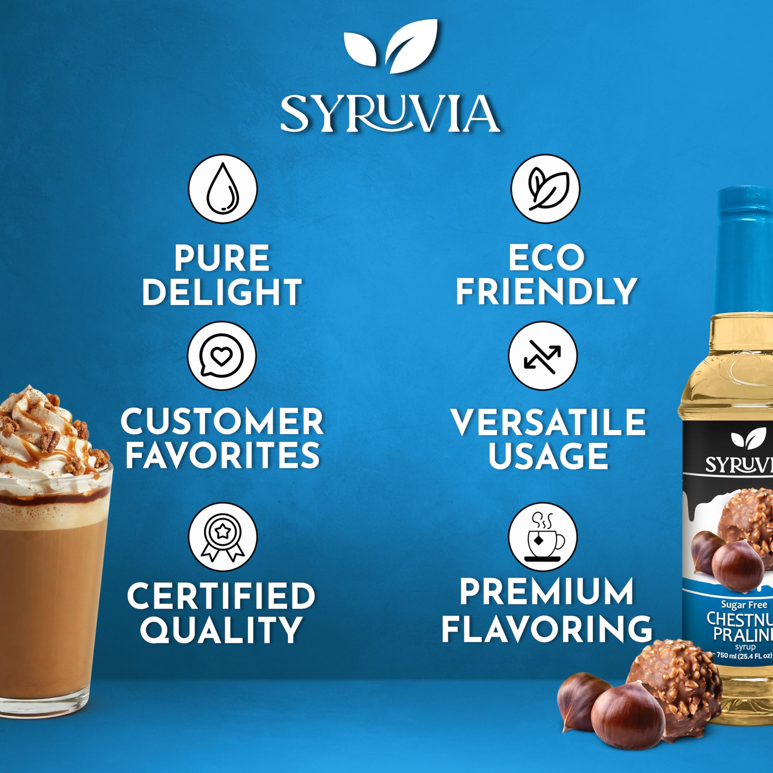 SYRUVIA sugar-free coffee syrup cappuccino foam enhances flavor depth