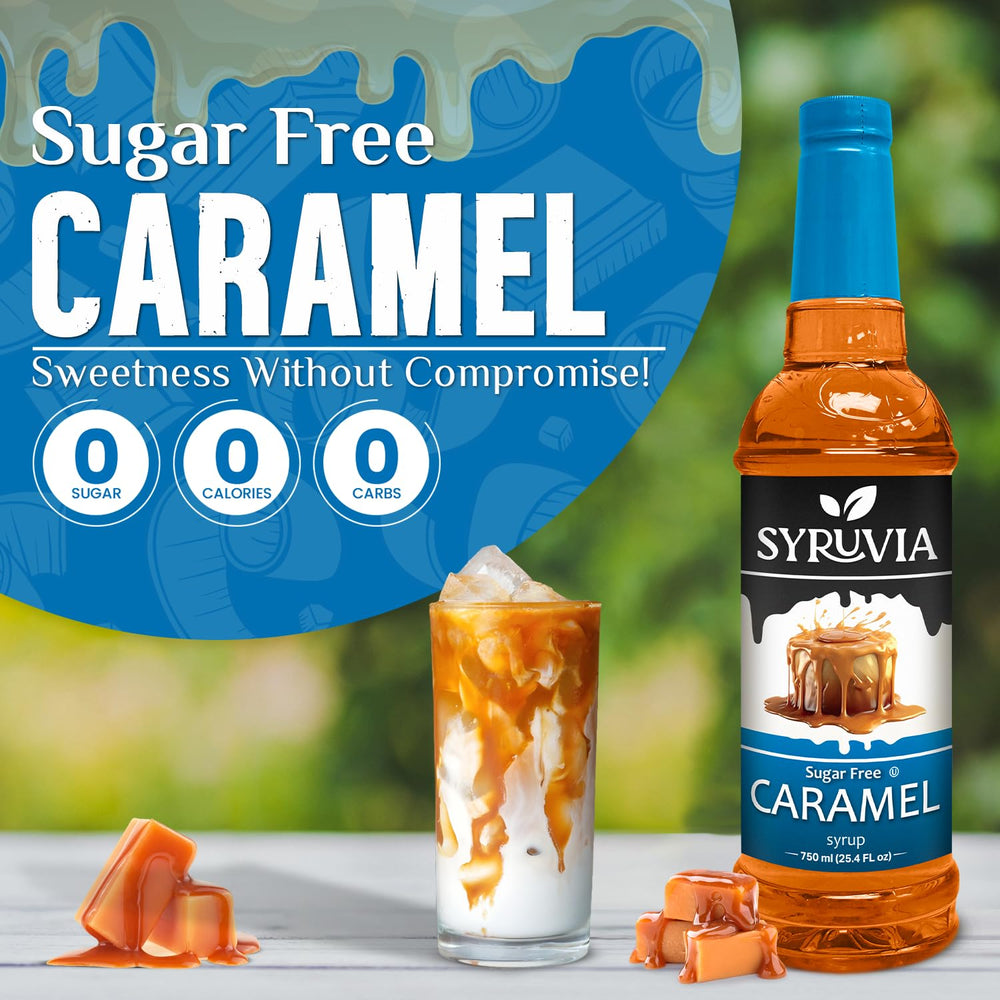 Dessert topping idea with Syruvia Sugar Free Caramel Syrup for a rich finish.