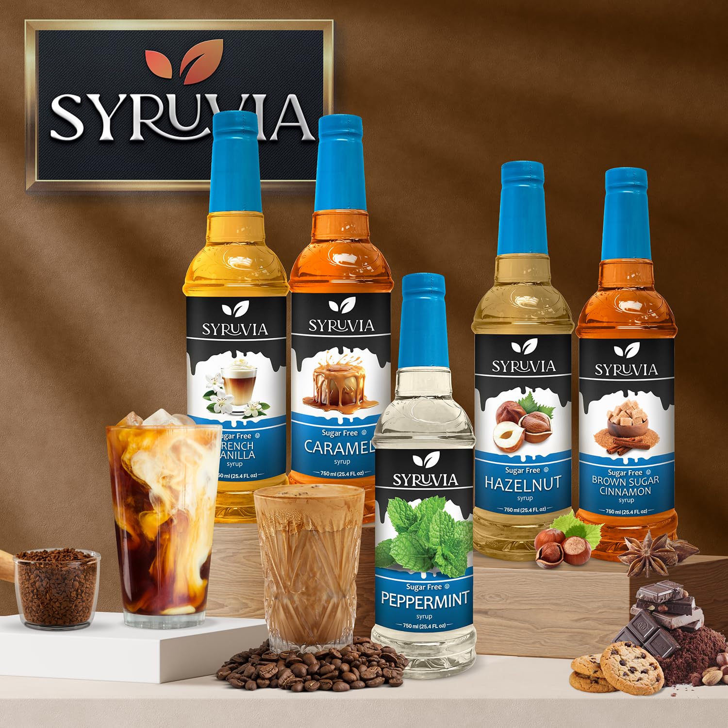Dessert drizzle using Syruvia Sugar Free Caramel Syrup for flavor without calories.