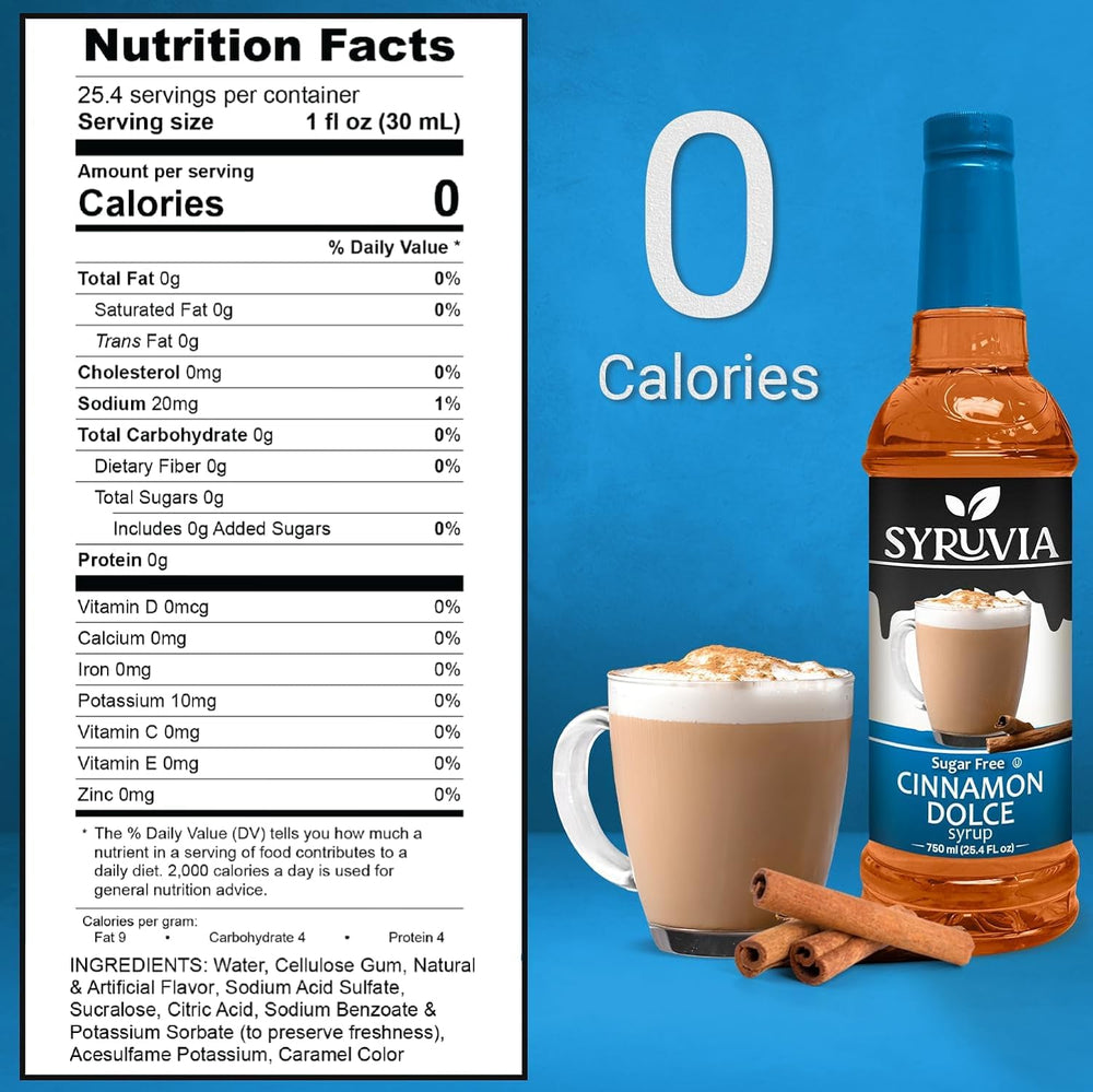 Pouring SYRUVIA syrup into coffee for a balanced, sugar-free sip