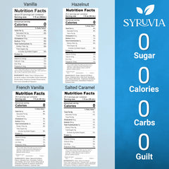 SYRUVIA sugar-free coffee syrup salted caramel bottle with creamy aroma for everyday coffee.