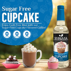 SYRUVIA Sugar Free Cupcake Syrup adds cupcake flavor to coffee.