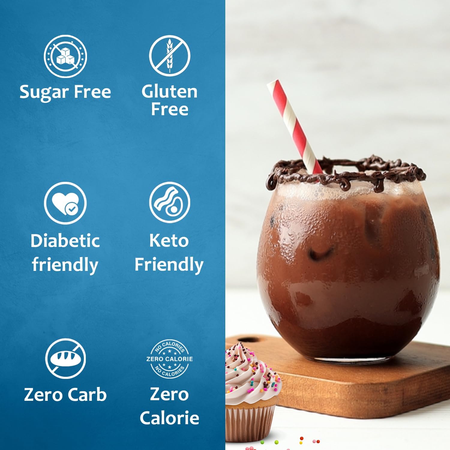 SYRUVIA Cupcake Syrup pairs with desserts and cappuccino.