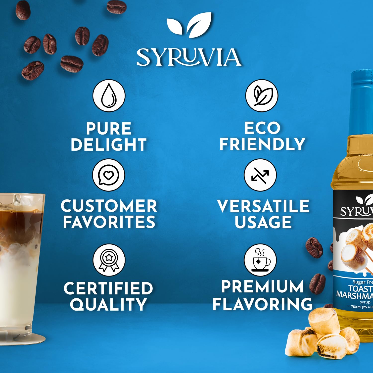 SYRUVIA sugar-free dessert topping for ice cream and desserts.