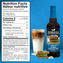 Pour-ready SYRUVIA syrup adding quick drizzle to drinks