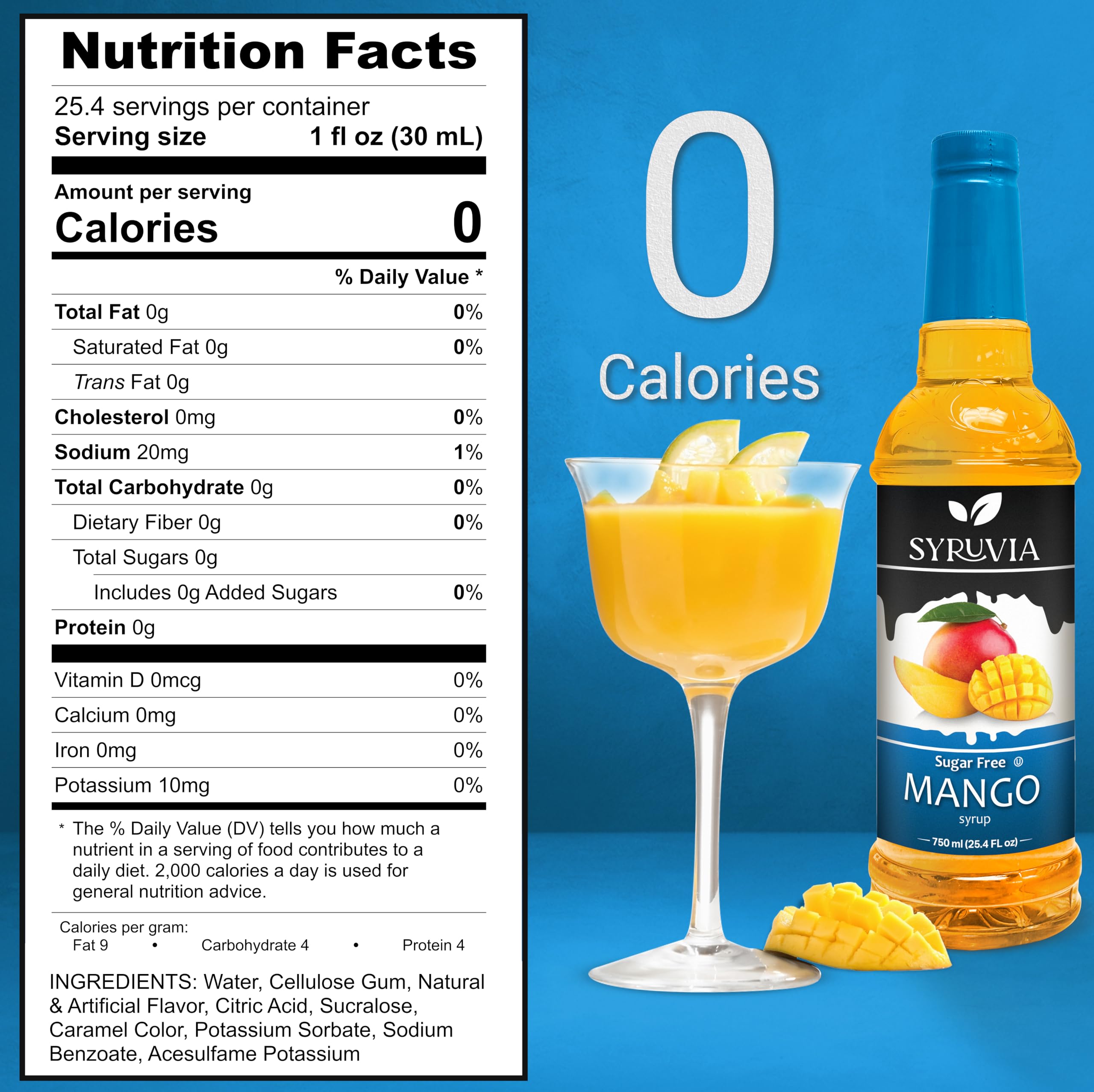 SYRUVIA Mango Syrup bottle pour elevates coffee and beverages.
