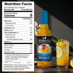 SYRUVIA mango syrup pour elevates coffee, tea, or smoothies.