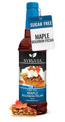 SYRUVIA maple bourbon pecan syrup bottle with sugar-free indulgence for coffee and desserts