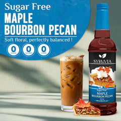 SYRUVIA syrup on a coffee treat highlighting rich maple bourbon pecan notes