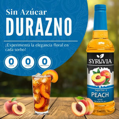 SYRUVIA Sugar-Free Peach Syrup cocktail martini scene suggests flavorful, guilt-free mixers.