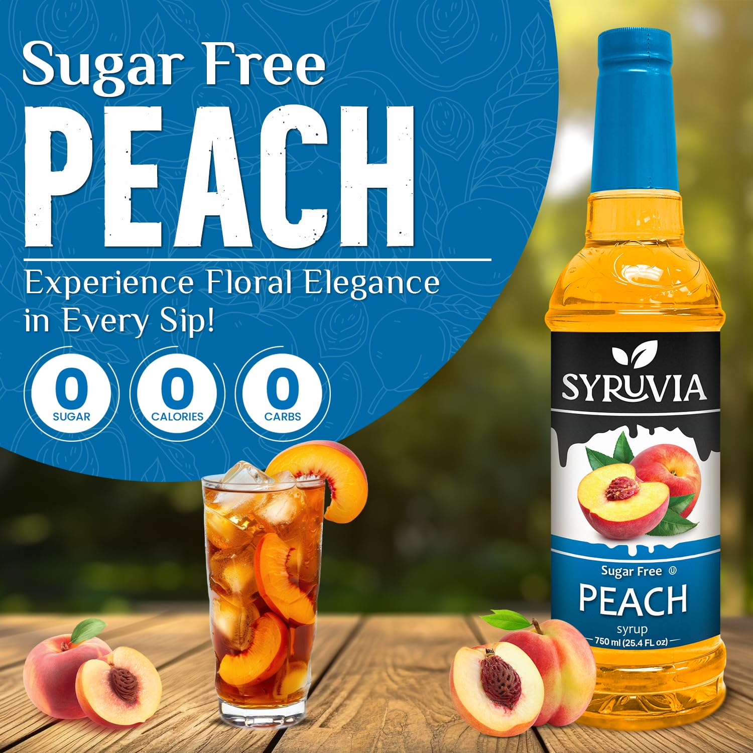 SYRUVIA sugar-free peach syrup on desserts elevates flavor.
