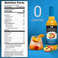 SYRUVIA sugar-free peach syrup pump enables easy, mess-free dosing.