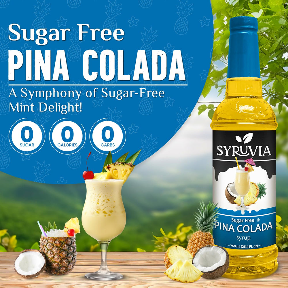 SYRUVIA syrup glass with pina colada flavor enhances mocktails and desserts
