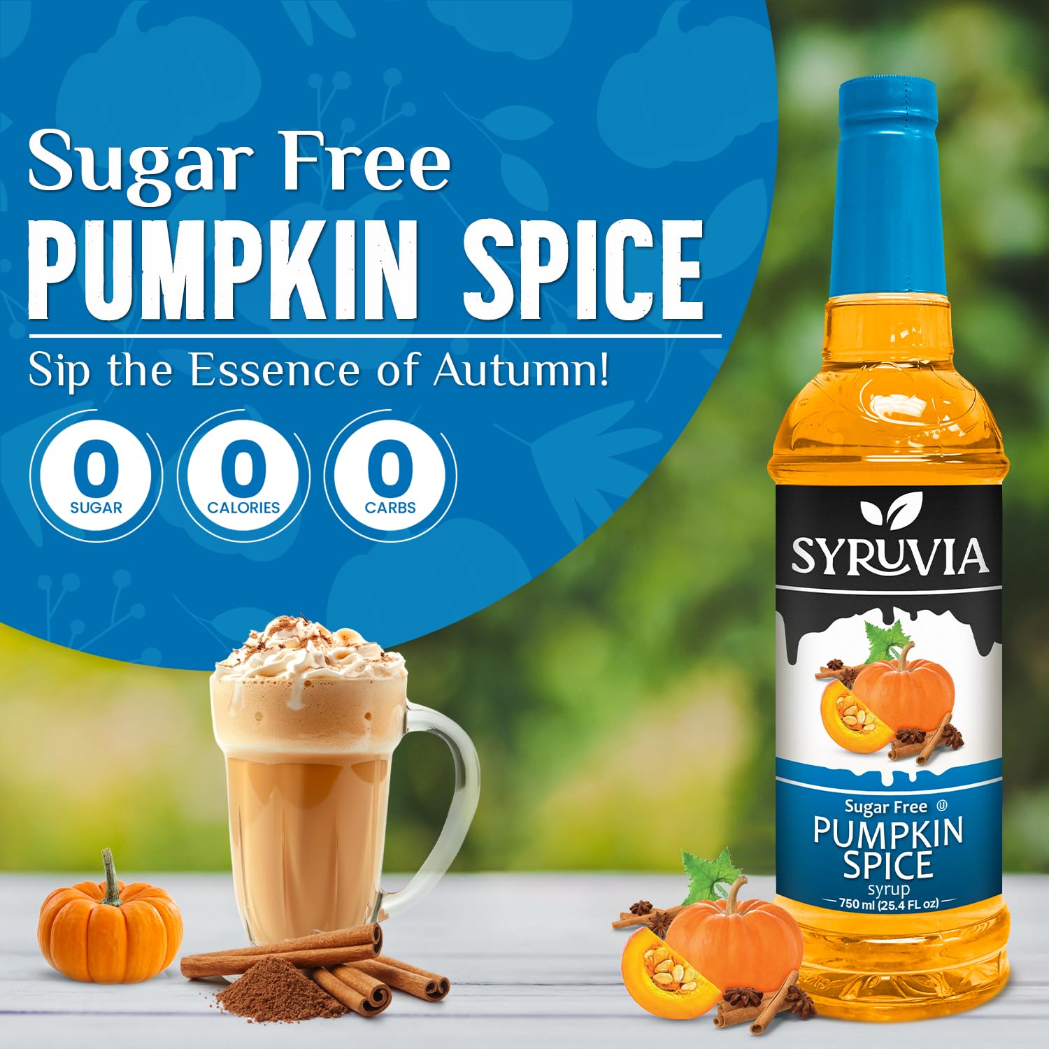 SYRUVIA Sugar Free Pumpkin Spice Syrup pour shows easy dispensing