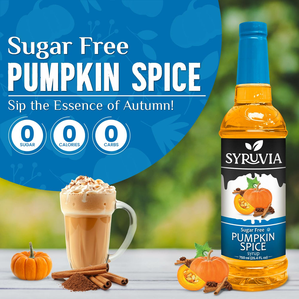 SYRUVIA Sugar Free Pumpkin Spice Syrup pour shows easy dispensing