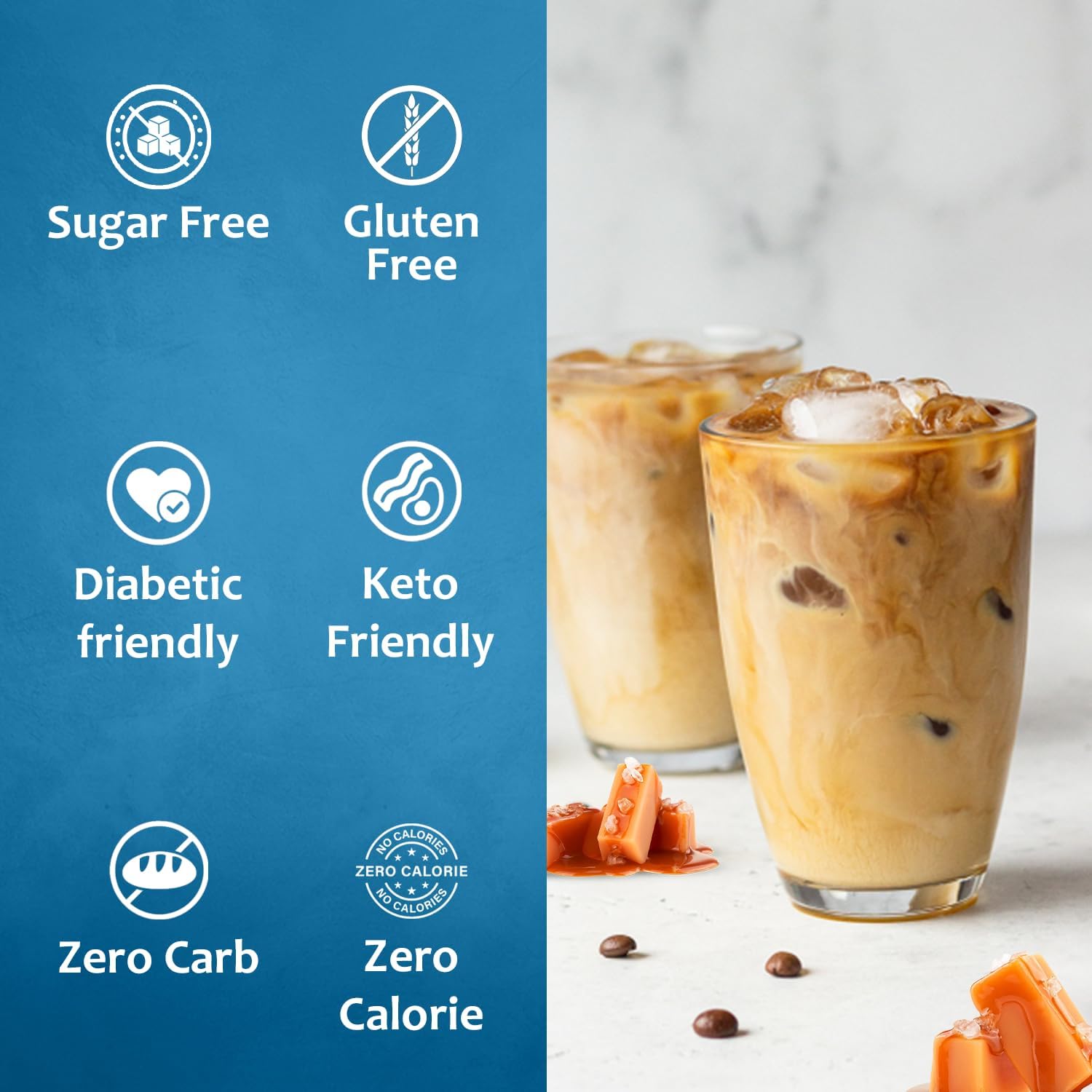 Syruvia salted caramel drizzle on iced coffee for a decadent twist.
